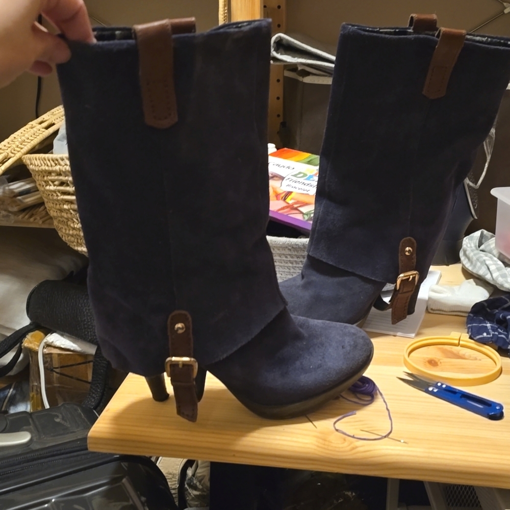 Suede fold over boots size 38